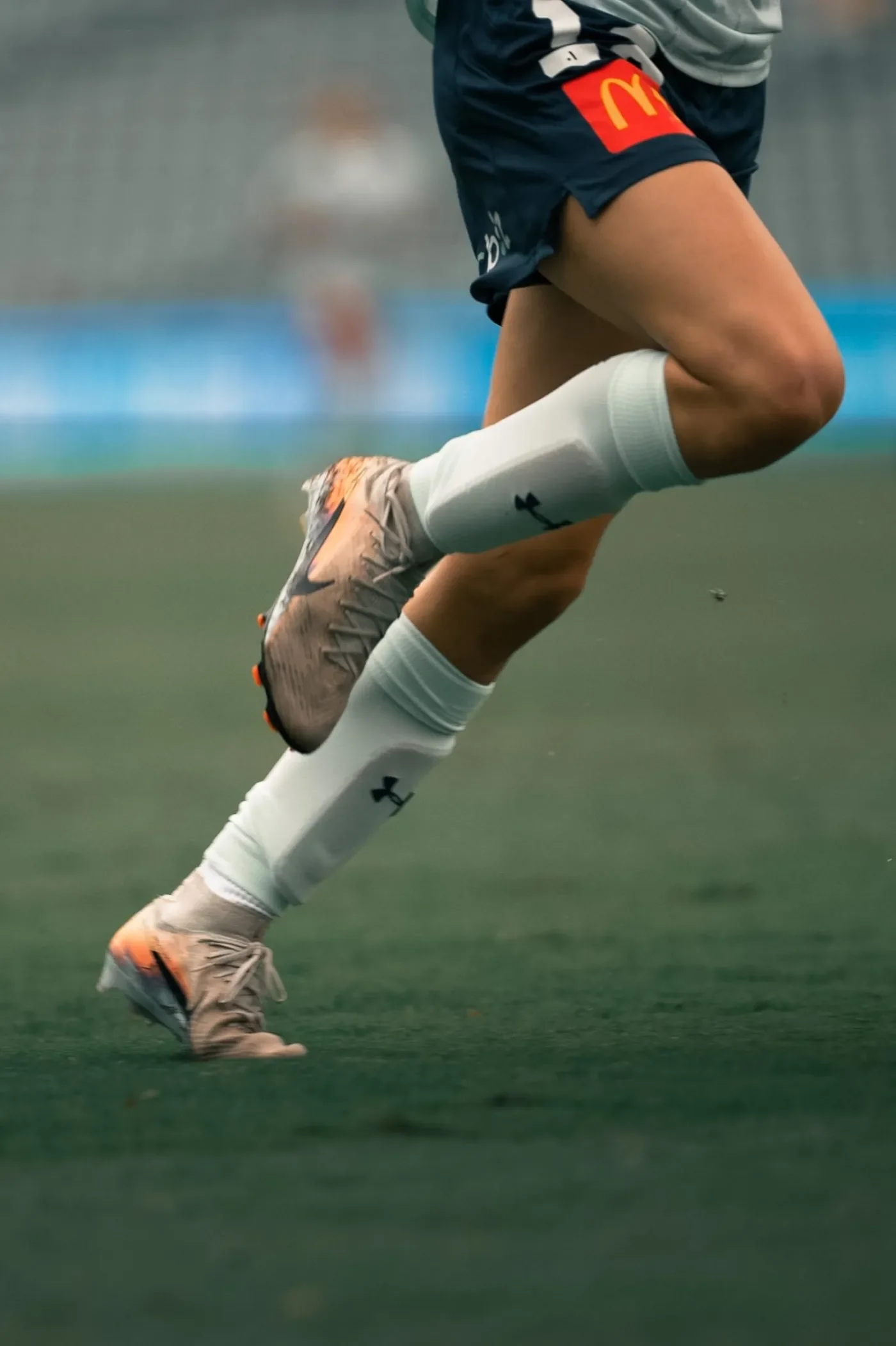 Football boots in motion