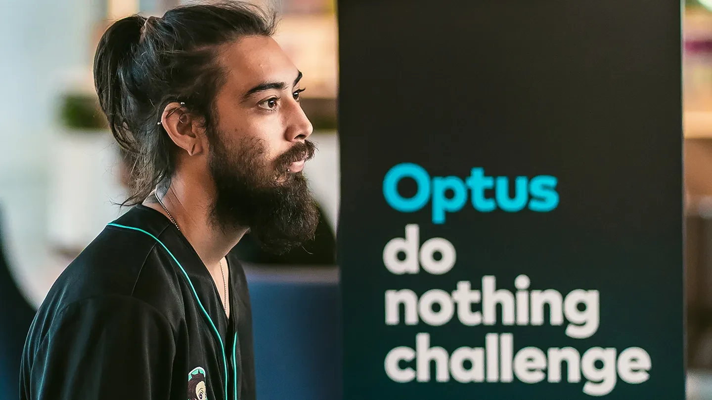 A participant takes on the Optus do nothing challenge