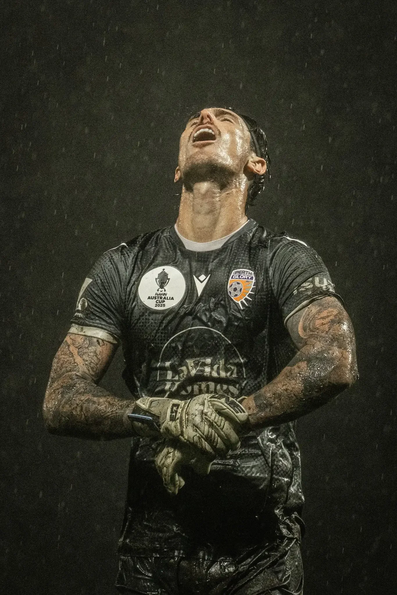 Goalkeeper under the stadium lights
