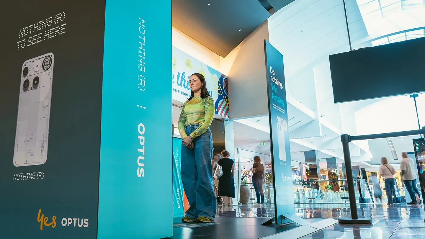 Optus Nothing Phone activation in a shopping centre