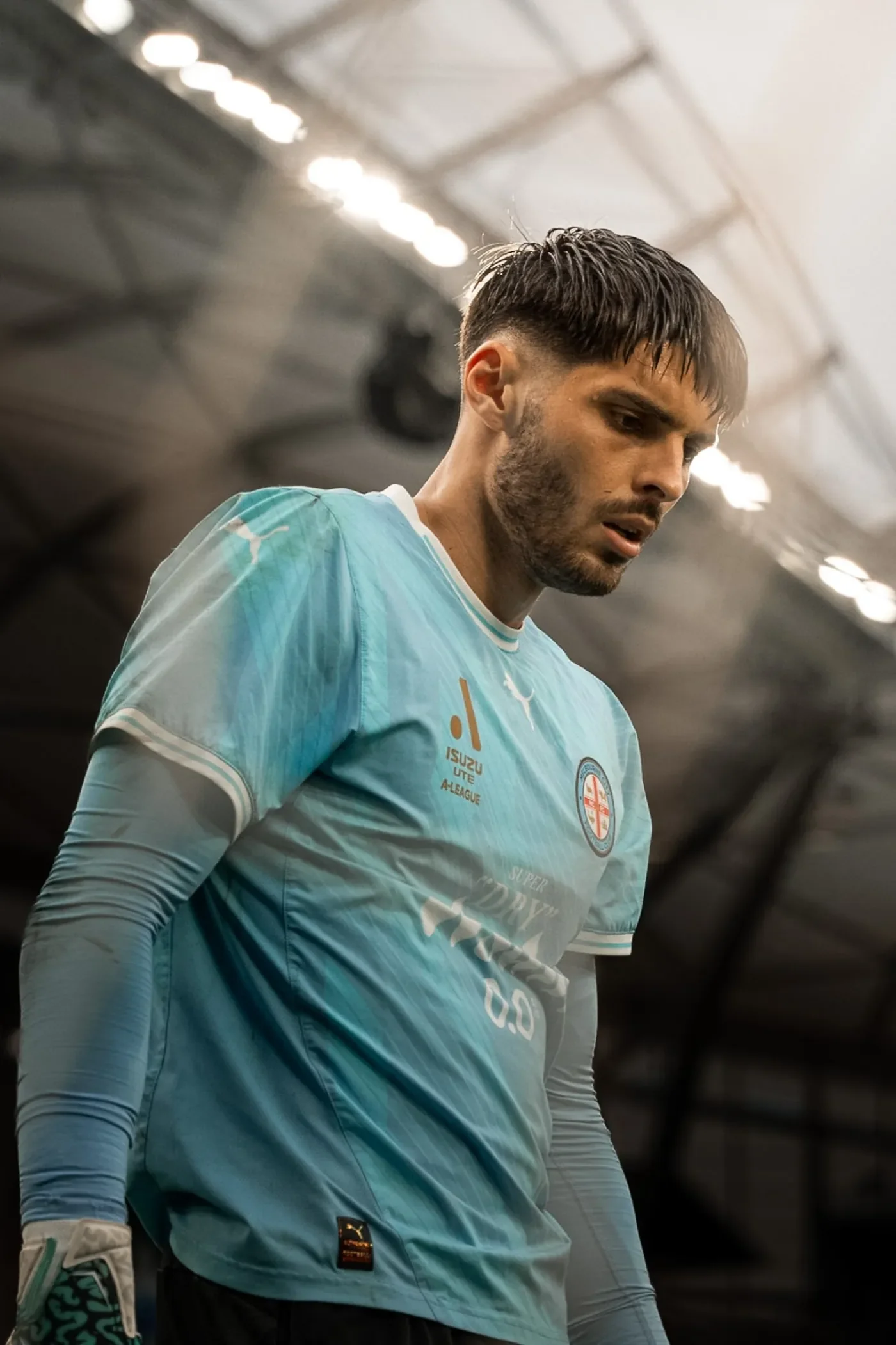 Player in a sky blue shirt