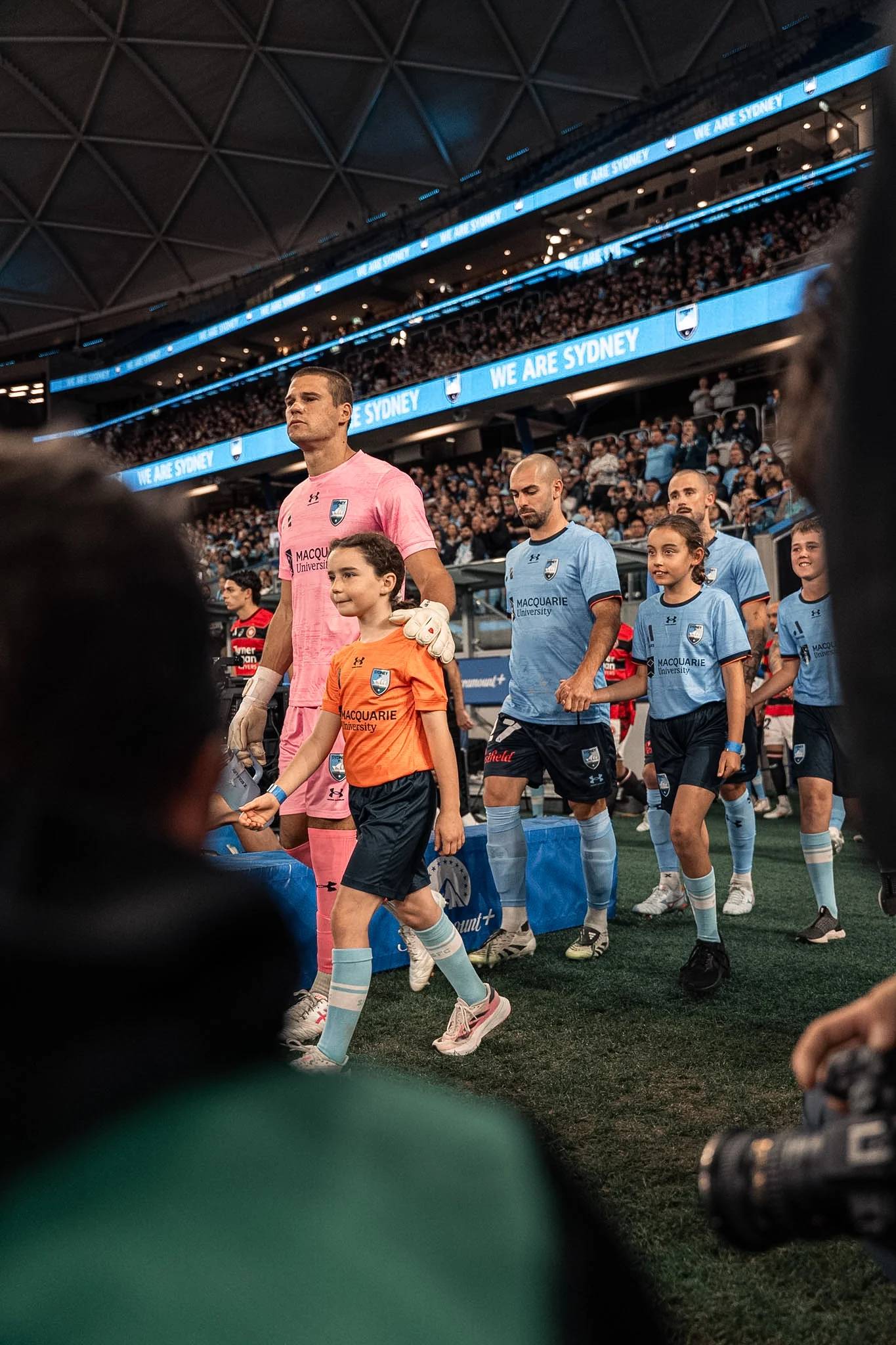 Players on the field before the game