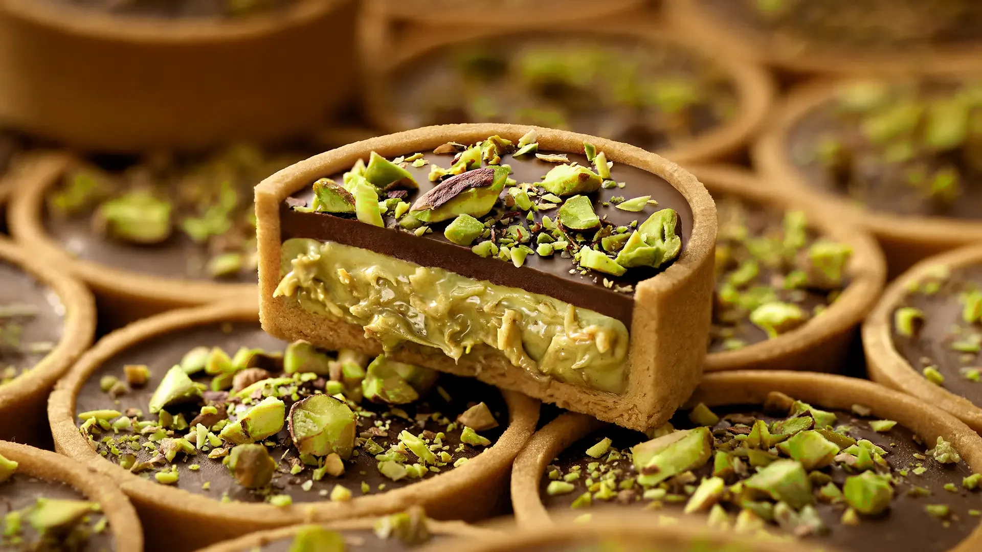 Pistachio pastries with rich food textures