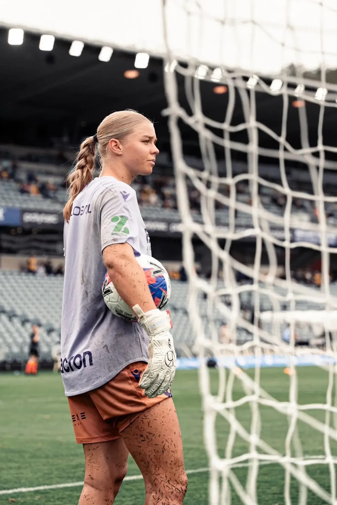 Goalkeeper at the goalpost