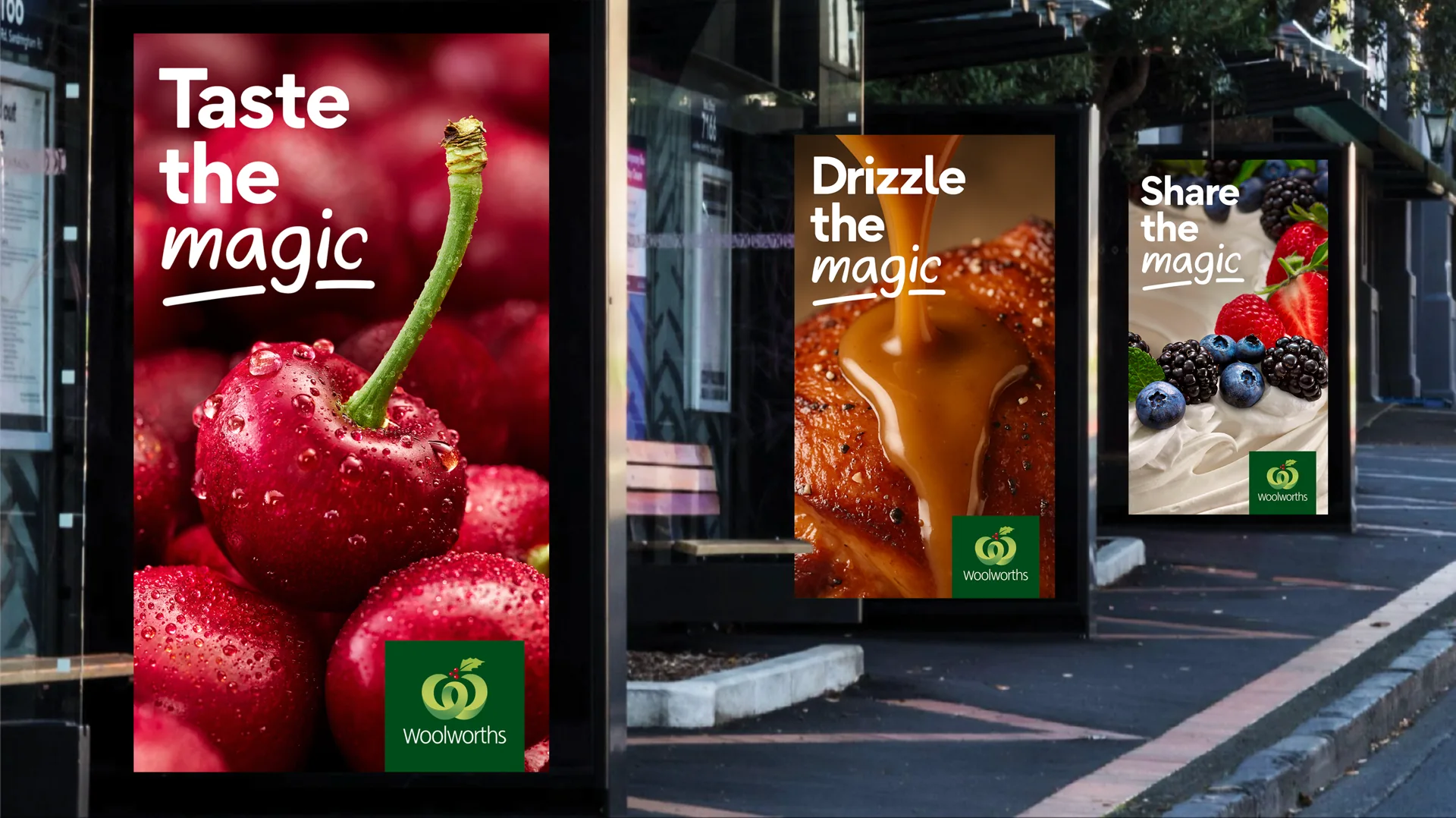 Taste the magic: Woolworths Christmas campaign on bus shelters